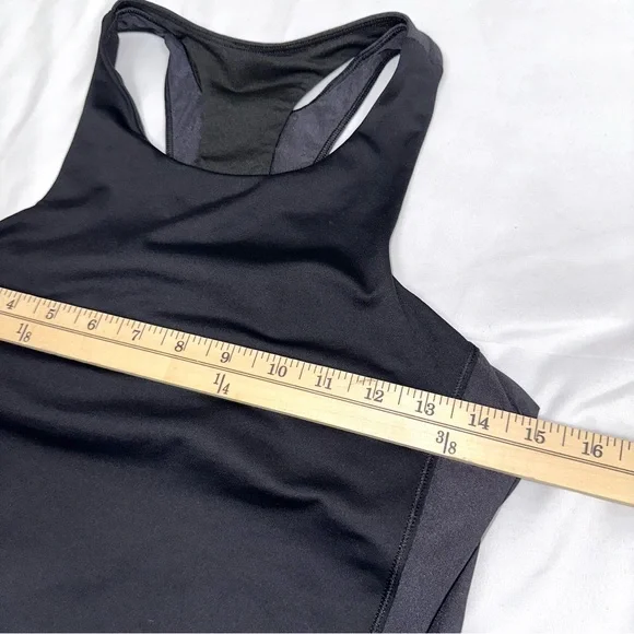 Lululemon Women’s Sz 8 Body Con Tank Top W/ Shelf Bra Black Activewear Mesh Back - Picture 12 of 15